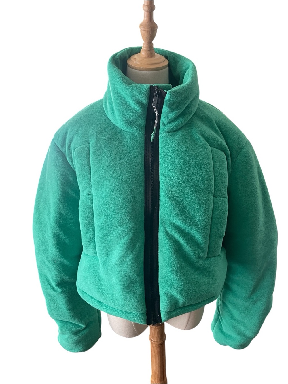 FREE PEOPLE Green Fleece Puffer Jacket